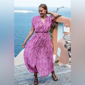 CUPSHE
Women's Abstract Leaf Print Maxi Cover-Up Beach Dress